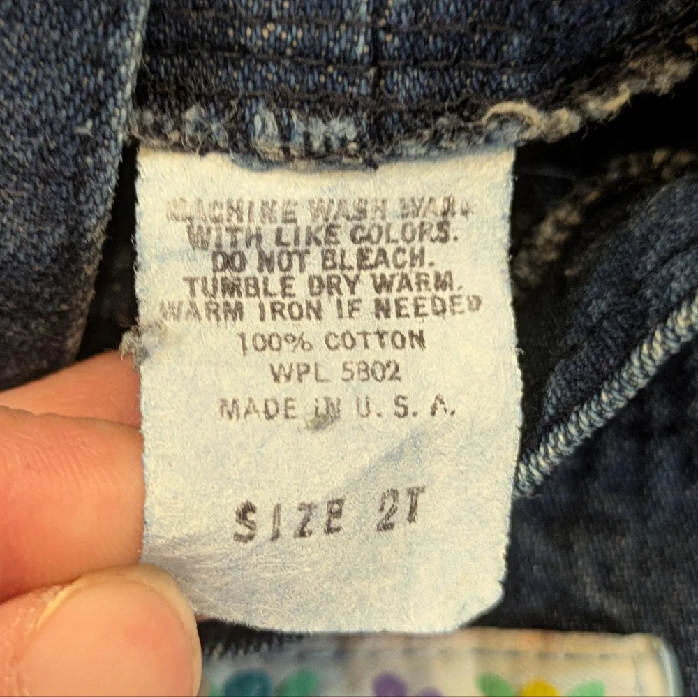 Vintage Liberty Girls Denim Overalls Jumper Dress USA Made 100% Cotton Sz 2T